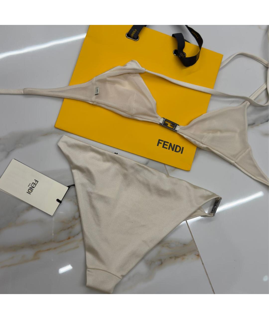 FENDI Бежевый полиамидовый купальник, фото 4