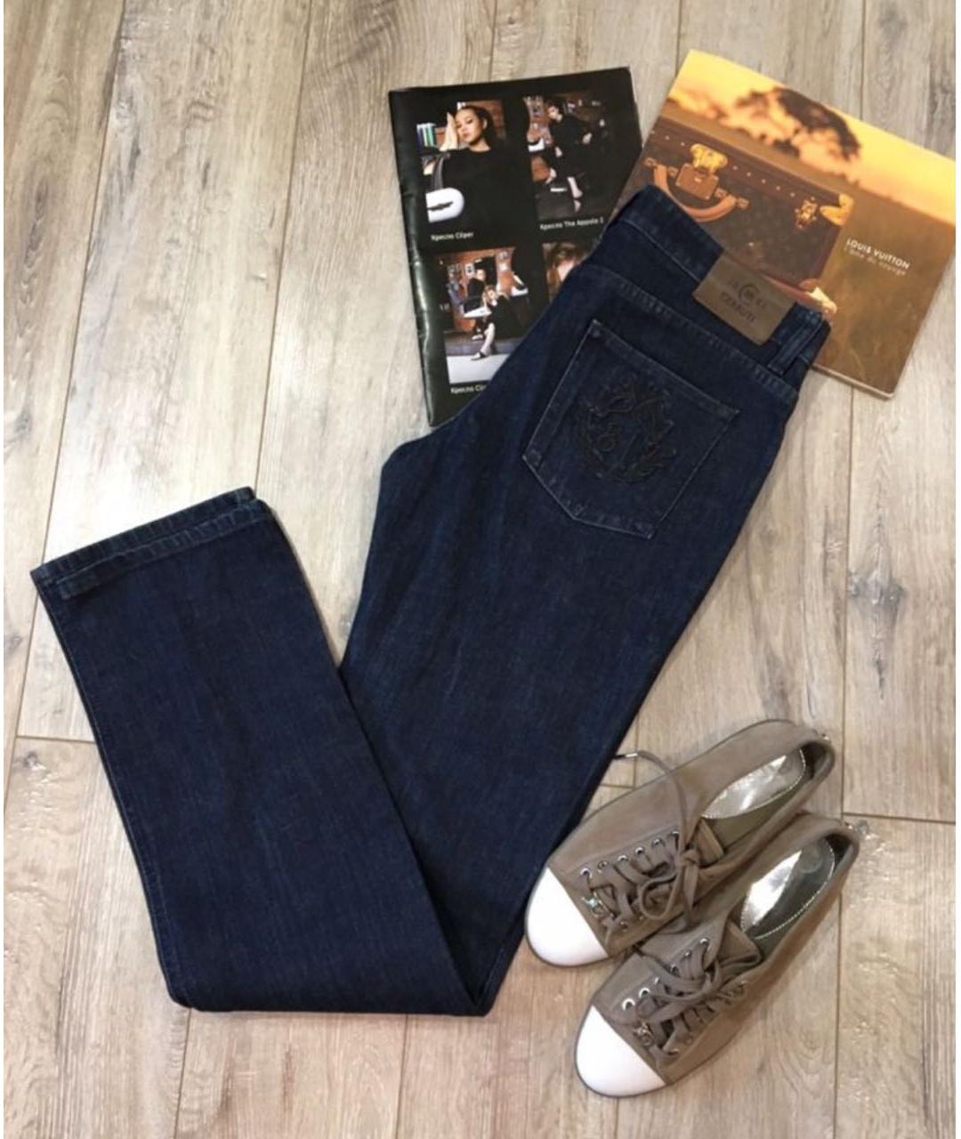 CERRUTI 1881 Темно-синие хлопковые прямые джинсы, фото 5