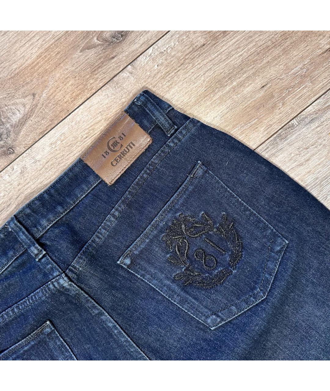 CERRUTI 1881 Темно-синие хлопковые прямые джинсы, фото 3