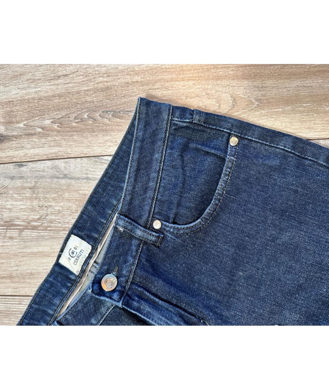 CERRUTI 1881 Темно-синие хлопковые прямые джинсы, фото 4