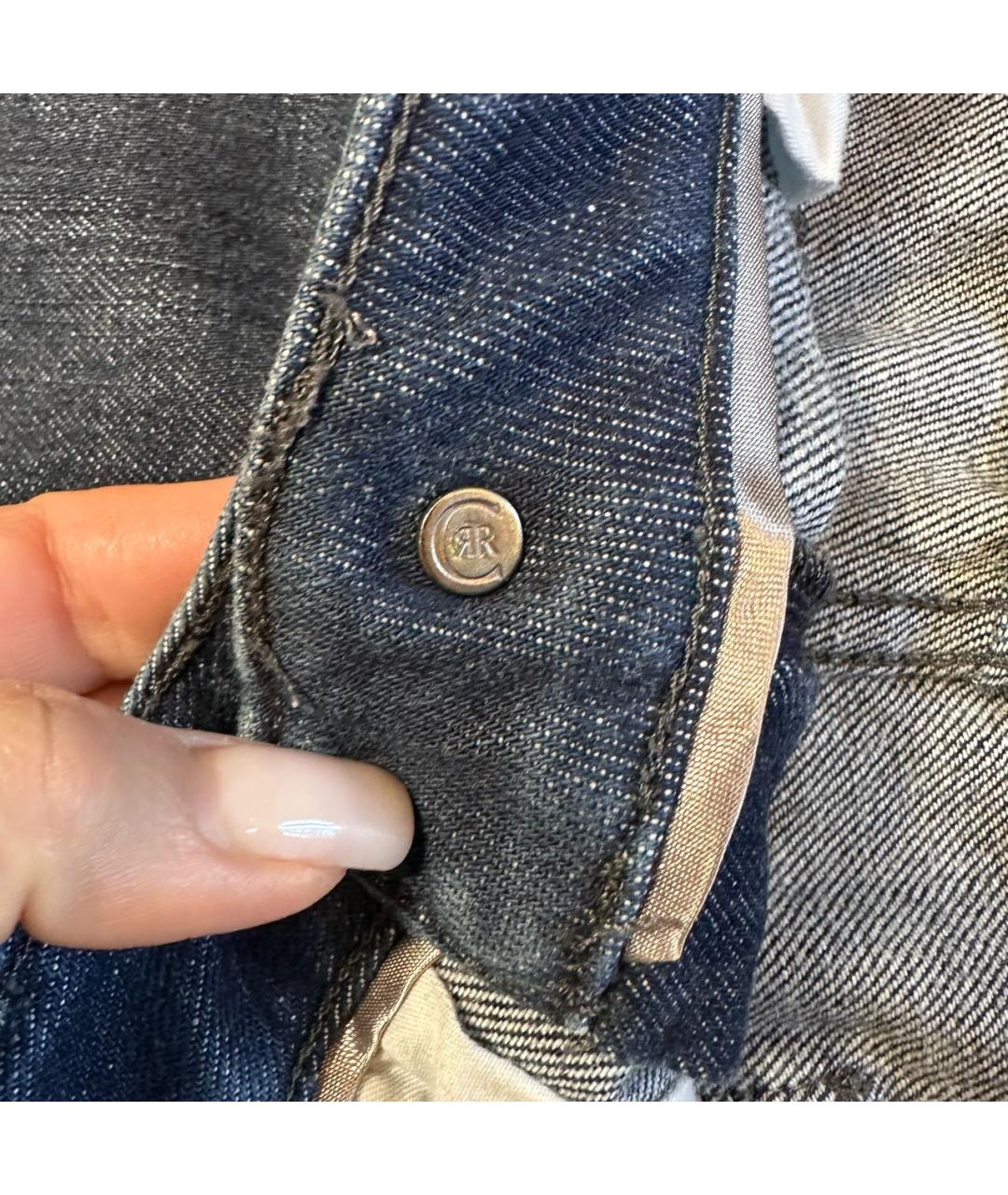 CERRUTI 1881 Темно-синие хлопковые прямые джинсы, фото 8