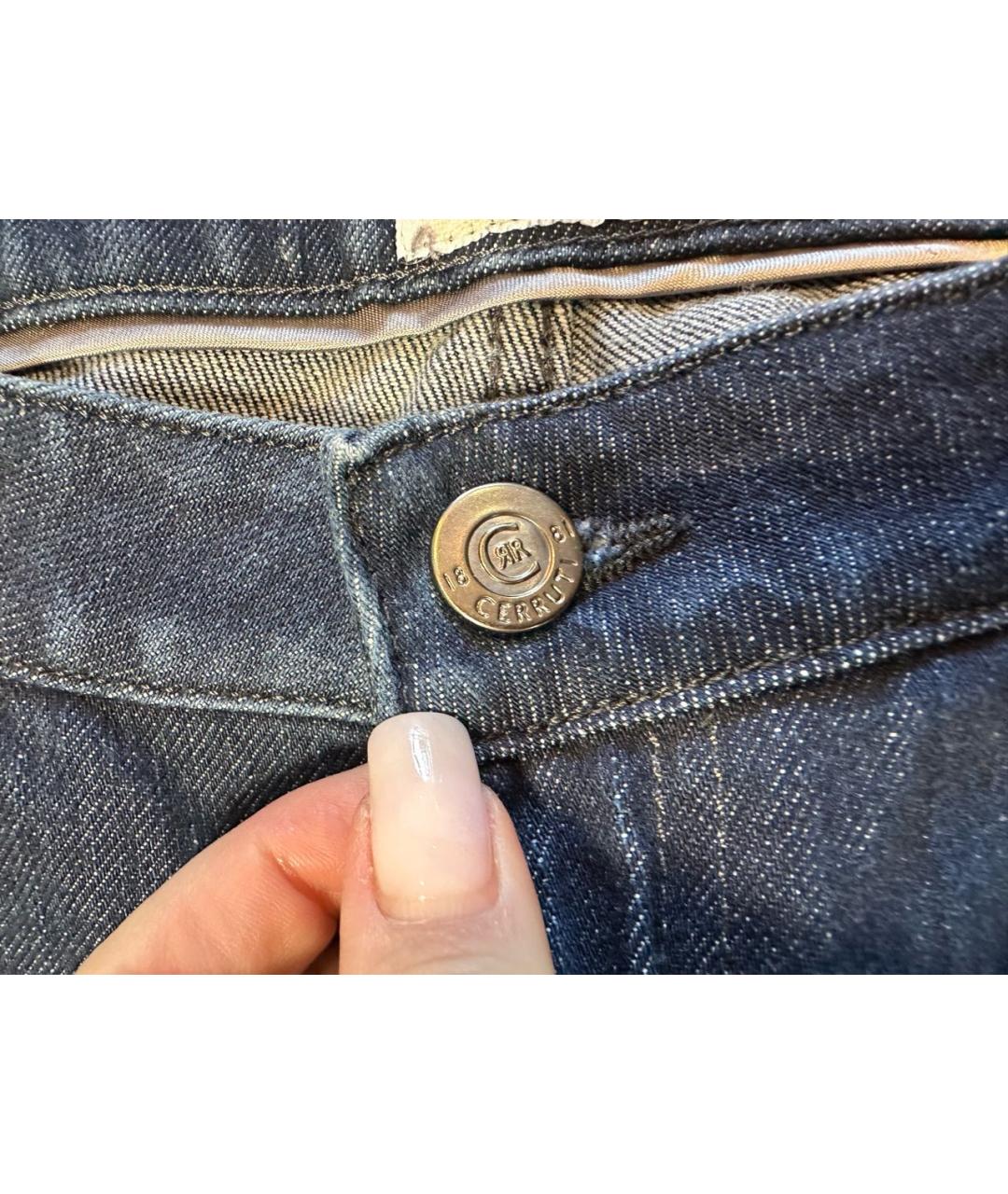 CERRUTI 1881 Темно-синие хлопковые прямые джинсы, фото 7