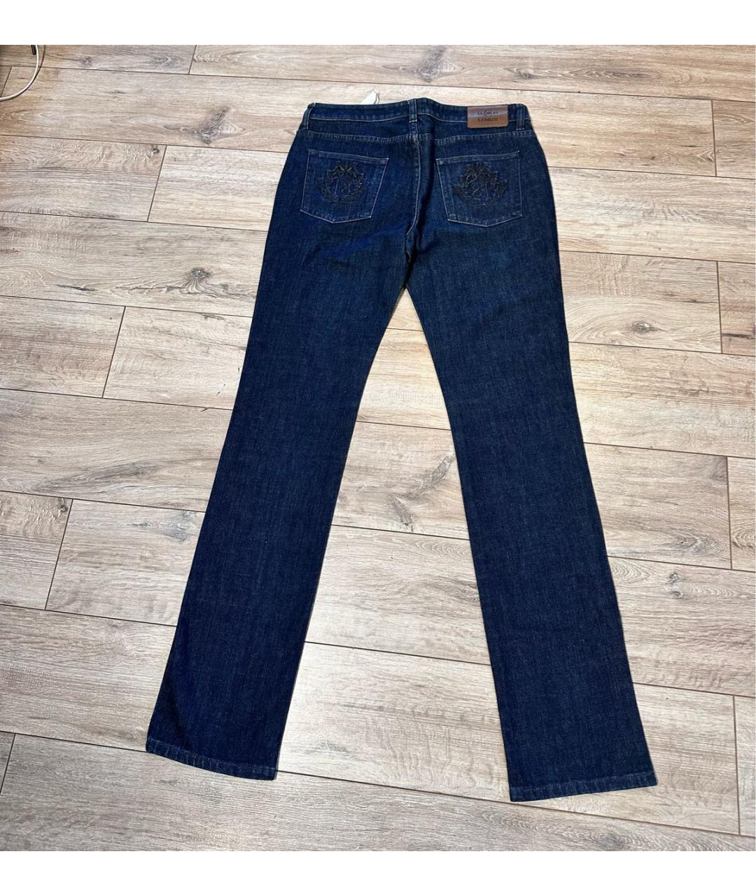 CERRUTI 1881 Темно-синие хлопковые прямые джинсы, фото 2