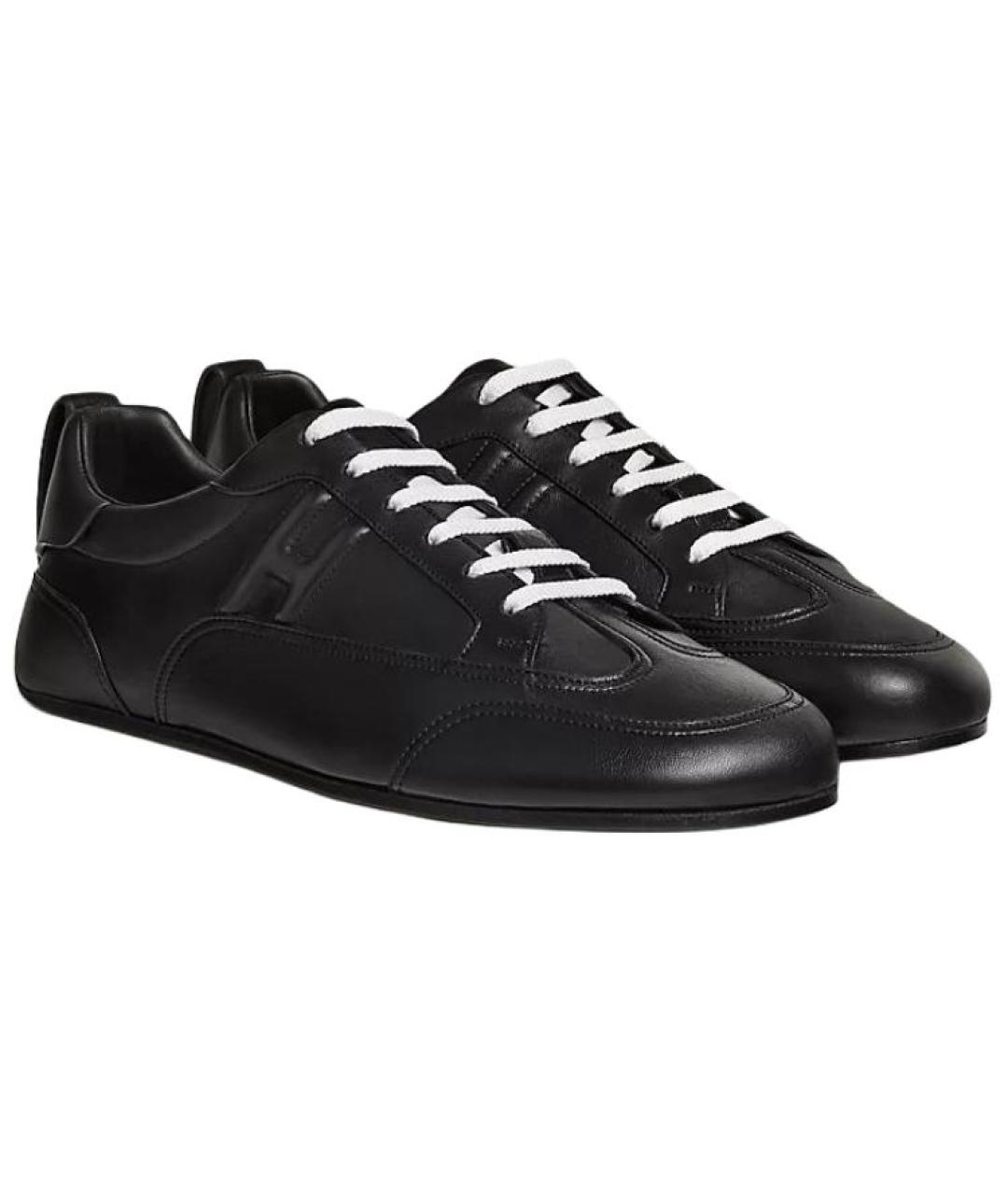 HERMES Черные кожаные кроссовки, фото 3