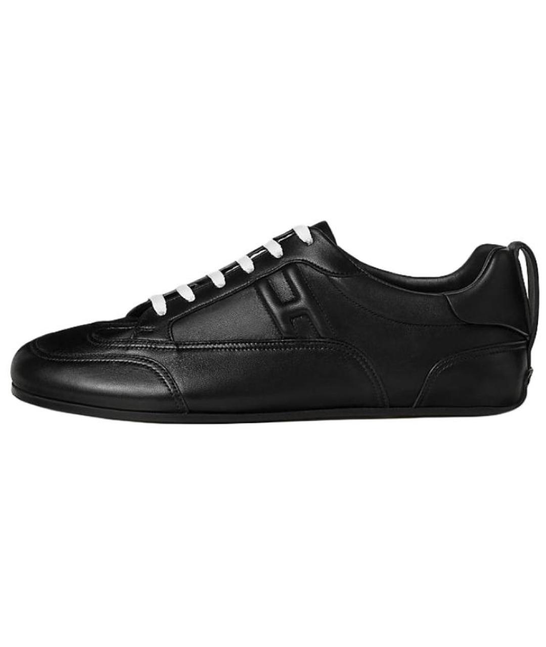 HERMES Черные кожаные кроссовки, фото 2