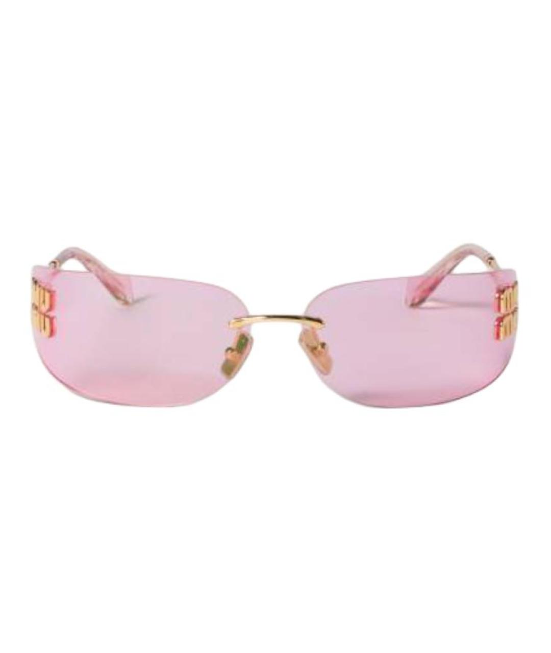 MIU MIU Золотые металлические солнцезащитные очки, фото 2