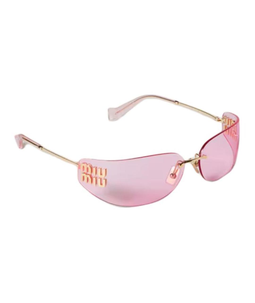 MIU MIU Золотые металлические солнцезащитные очки, фото 1