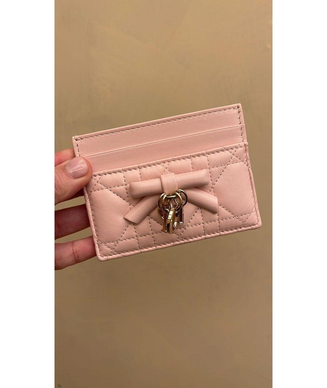 CHRISTIAN DIOR Розовый кожаный кардхолдер, фото 3
