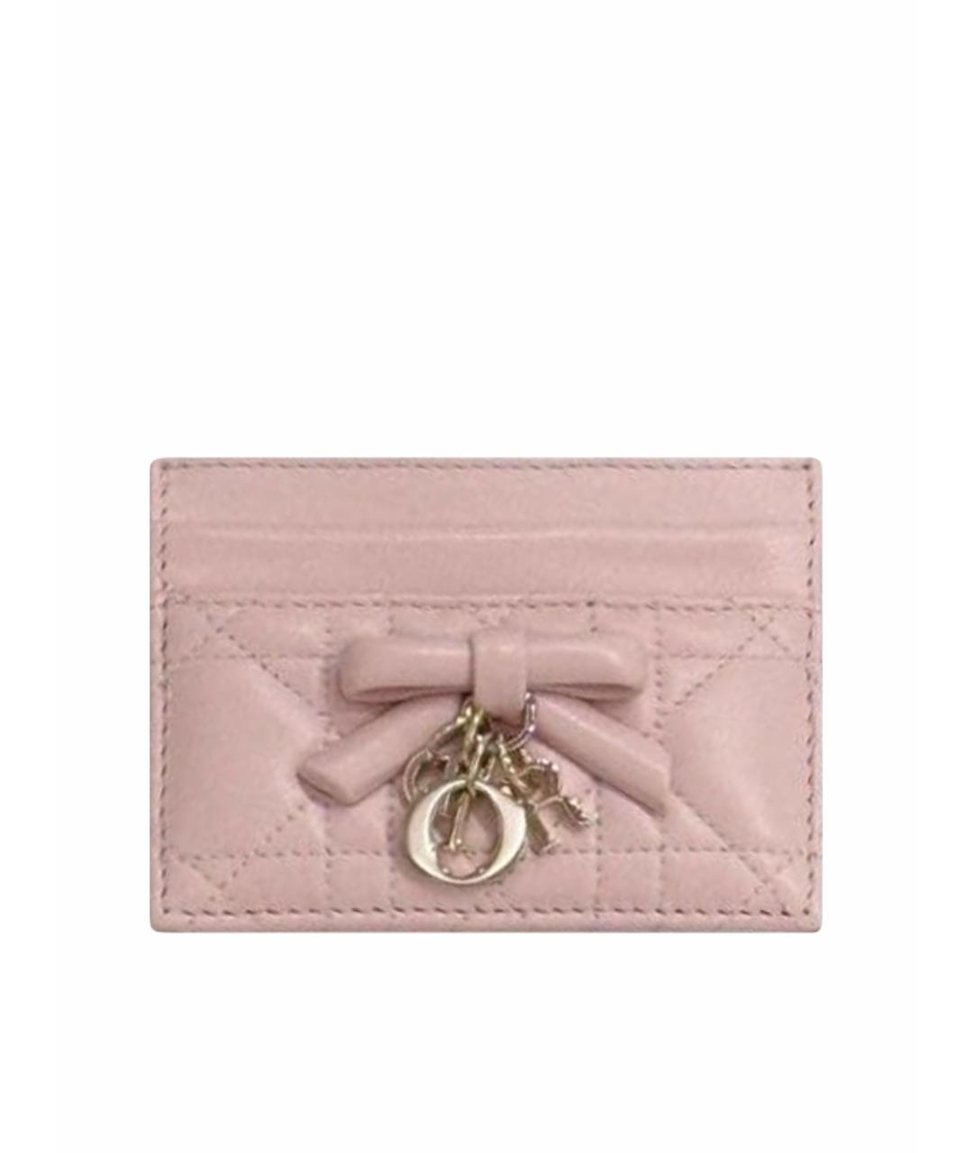 CHRISTIAN DIOR Розовый кожаный кардхолдер, фото 1