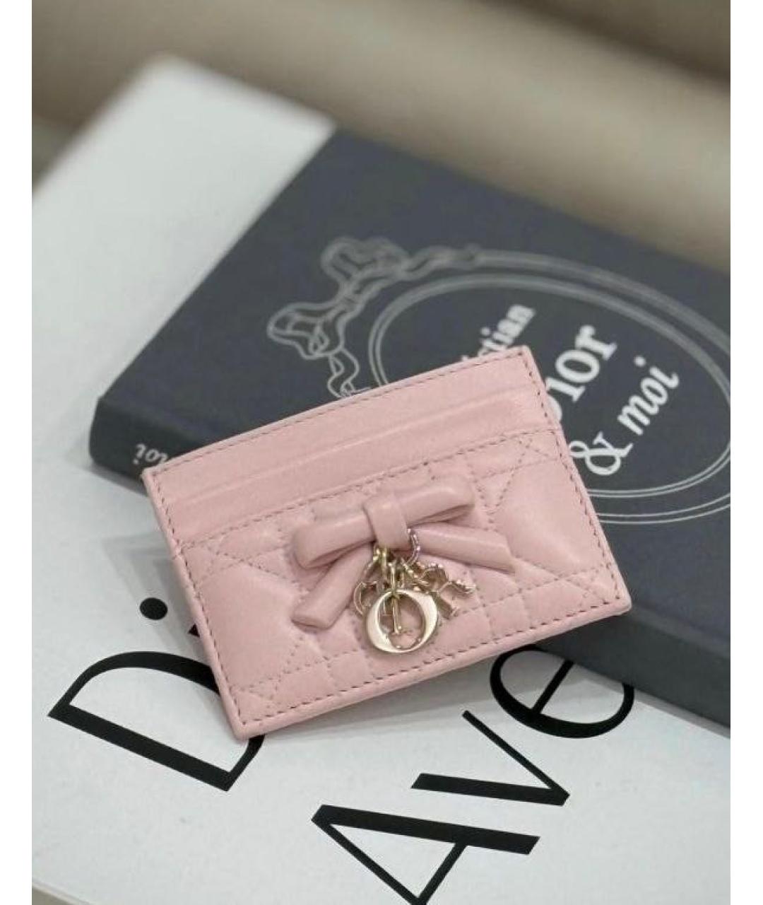 CHRISTIAN DIOR Розовый кожаный кардхолдер, фото 2