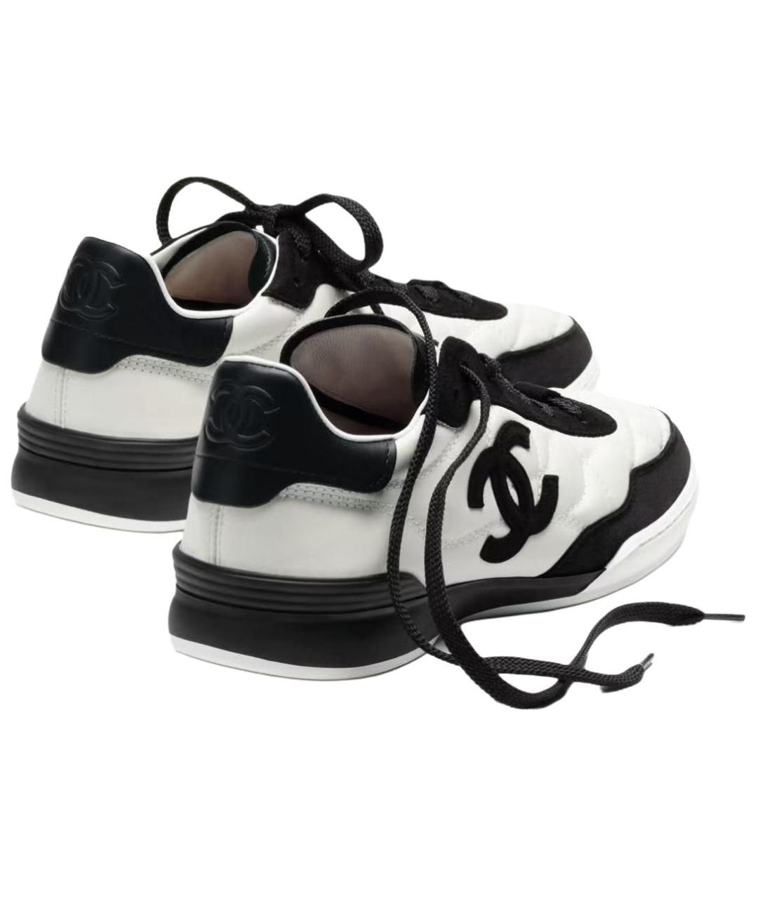 CHANEL Черные кожаные низкие кроссовки / кеды, фото 4