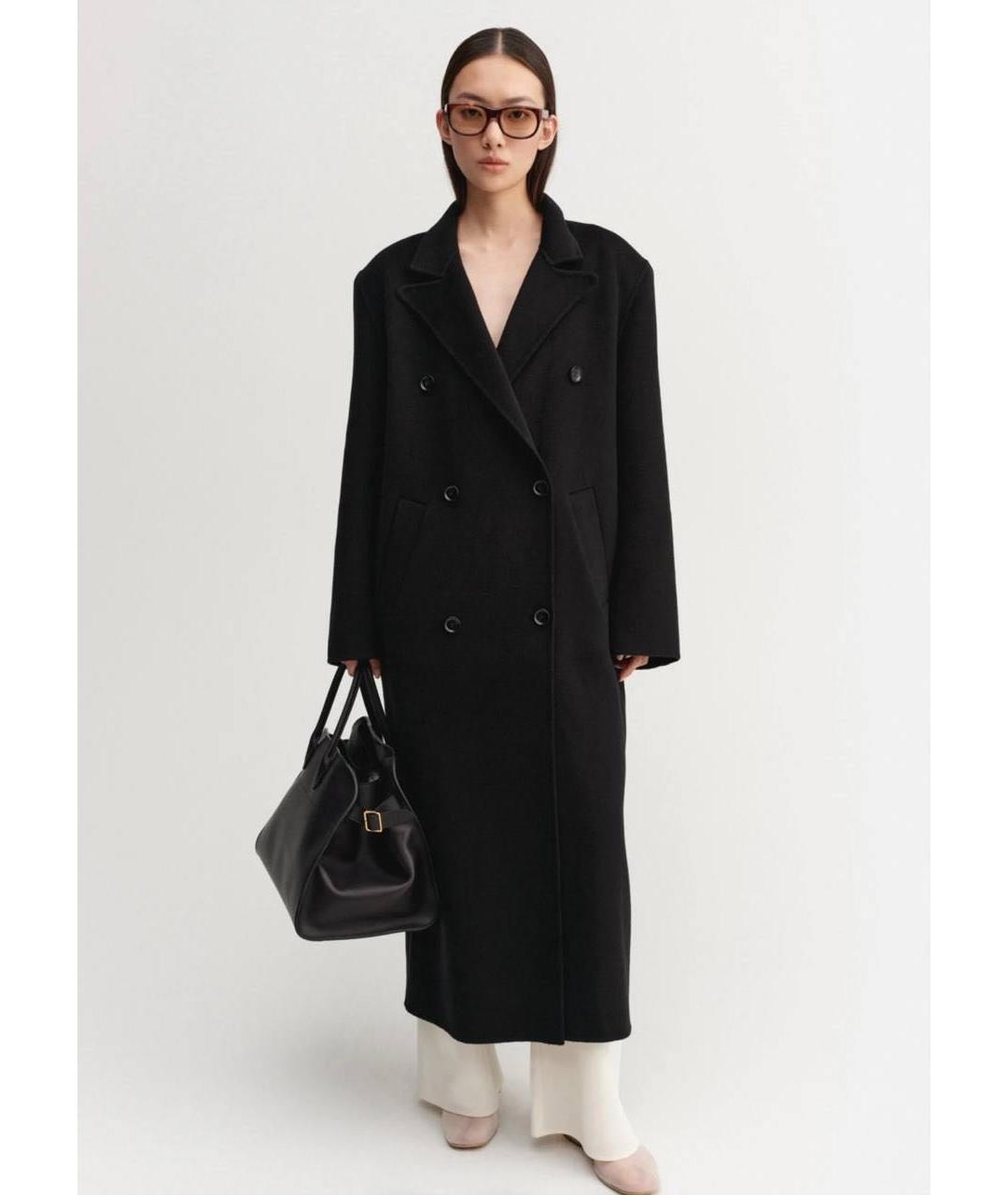 ALMADA LABEL Черное шерстяное пальто, фото 4