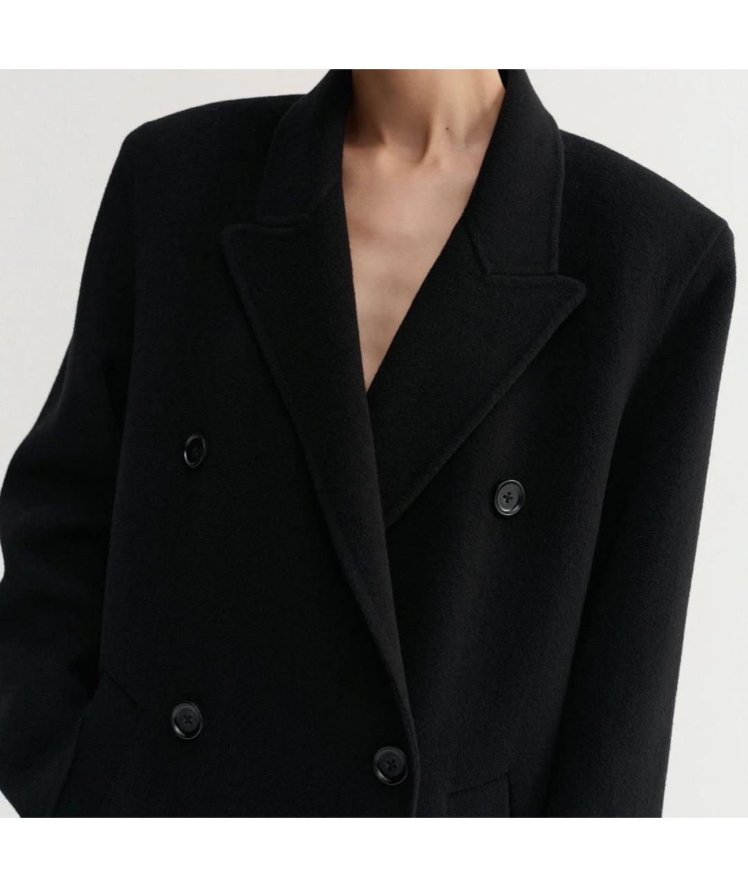 ALMADA LABEL Черное шерстяное пальто, фото 3