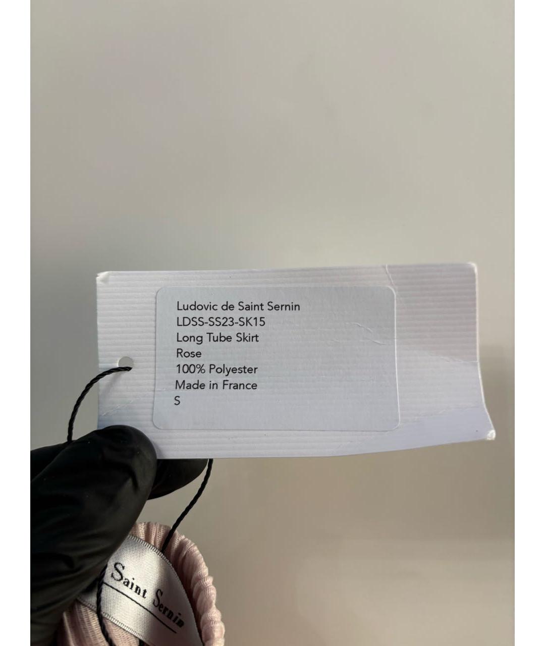 LUDOVIC DE SAINT SERNIN Розовая полиэстеровая юбка макси, фото 4