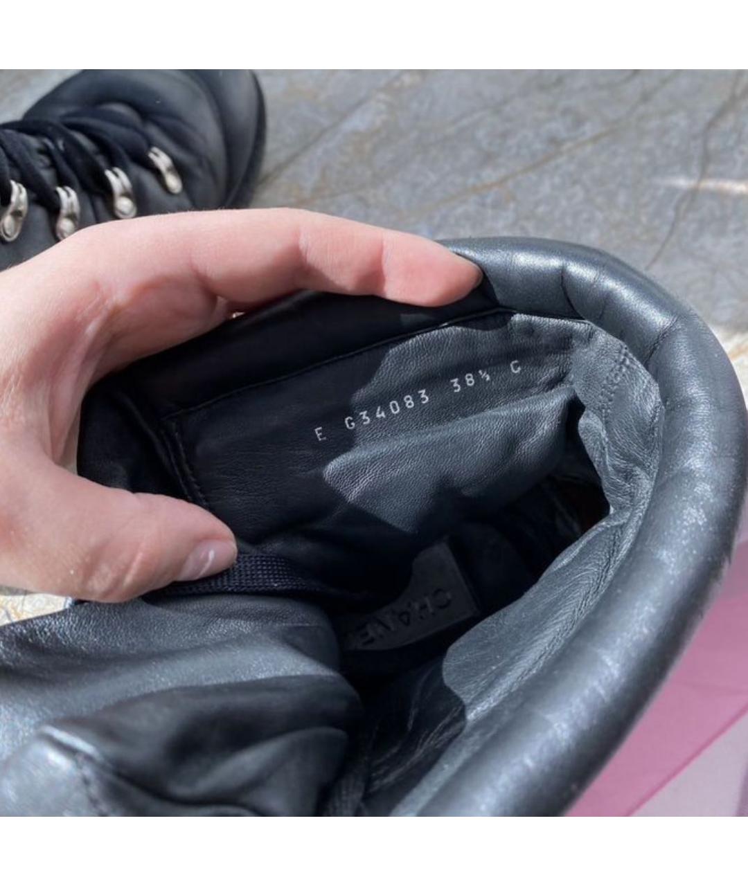 CHANEL Черные кожаные ботинки, фото 5