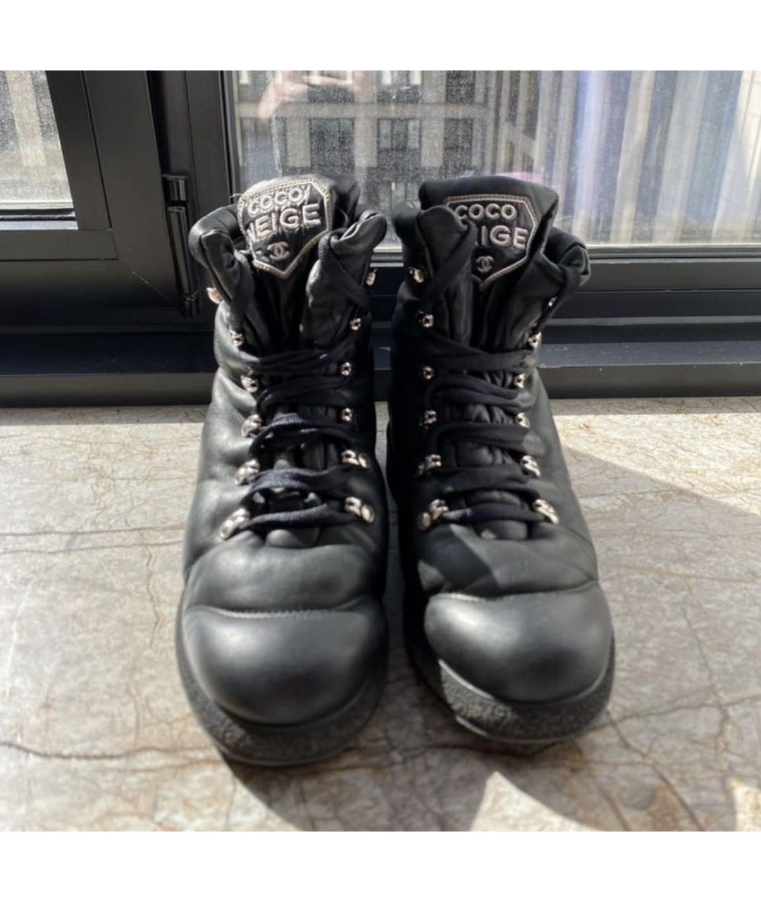 CHANEL Черные кожаные ботинки, фото 2