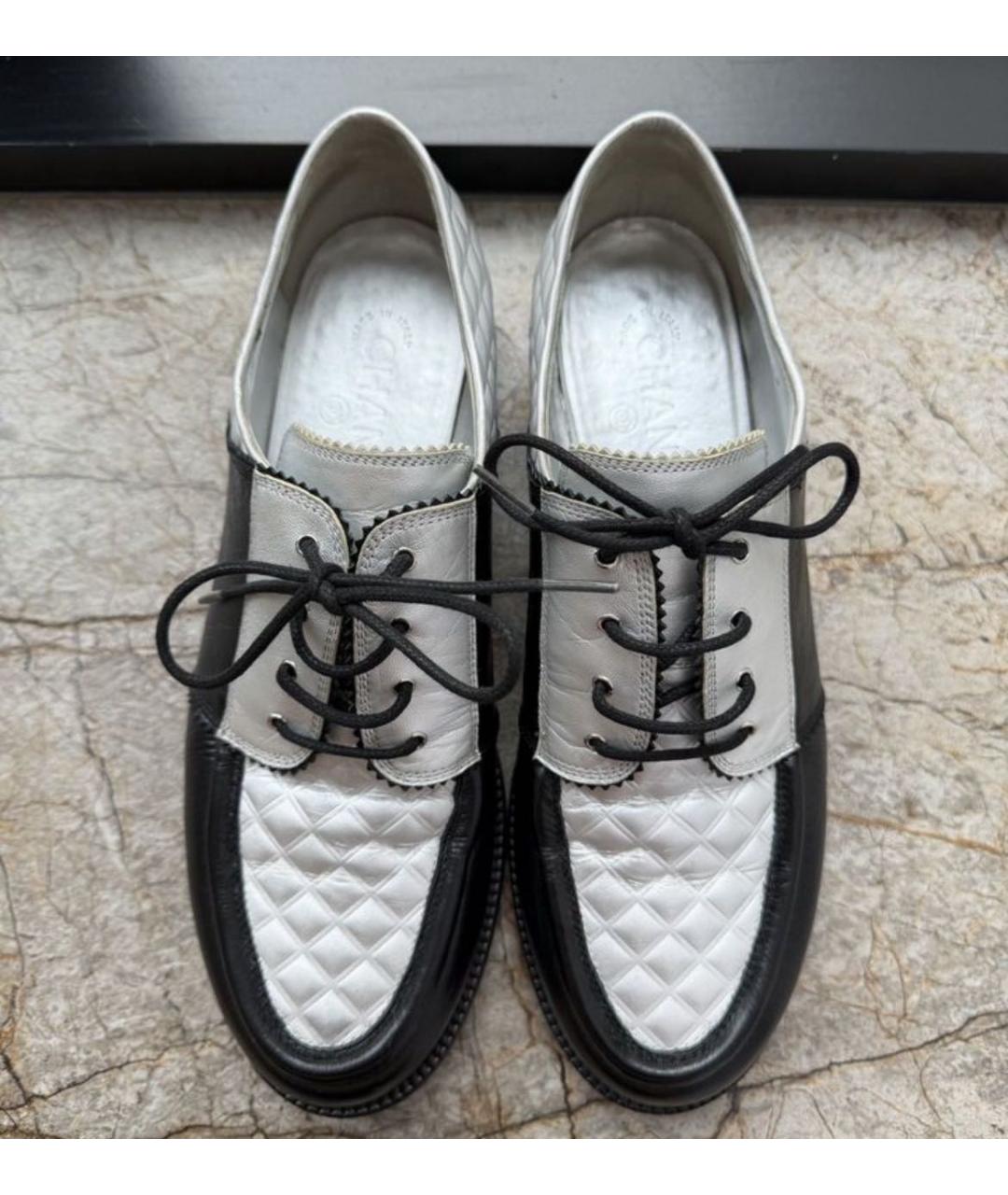CHANEL Черные кожаные брогги и оксфорды, фото 8