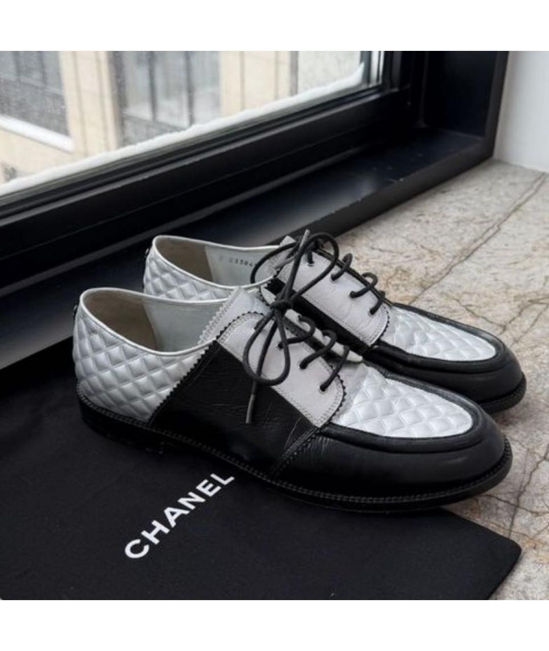 CHANEL Черные кожаные брогги и оксфорды, фото 4