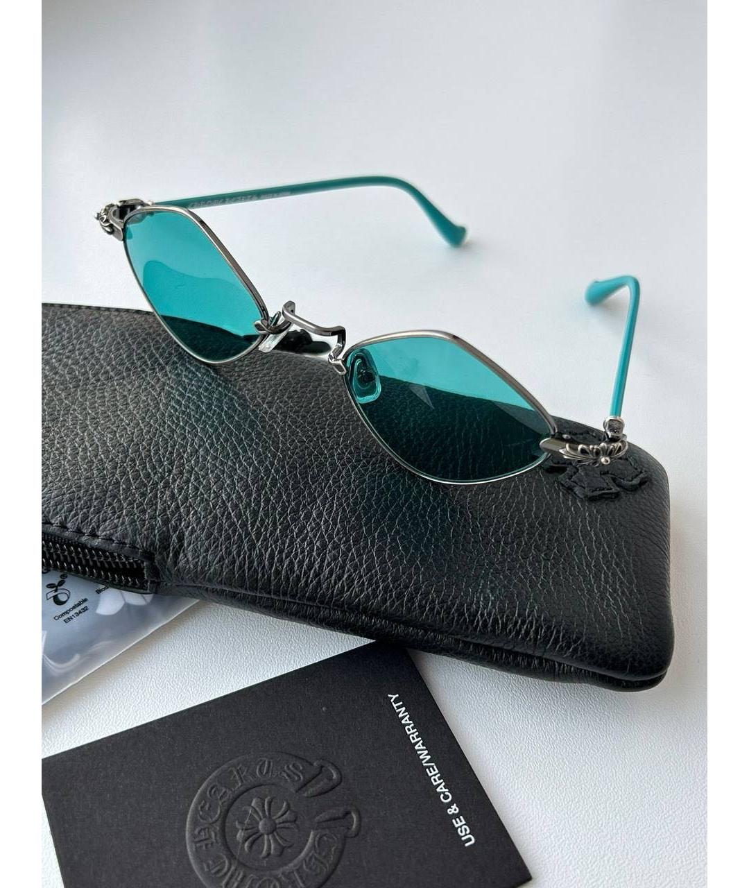 CHROME HEARTS Бирюзовые металлические солнцезащитные очки, фото 2