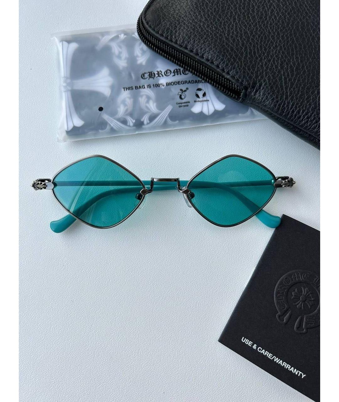 CHROME HEARTS Бирюзовые металлические солнцезащитные очки, фото 3