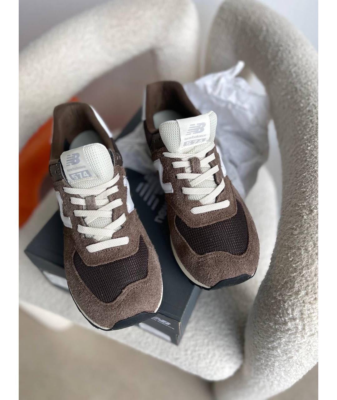 NEW BALANCE Коричневые замшевые низкие кроссовки / кеды, фото 4