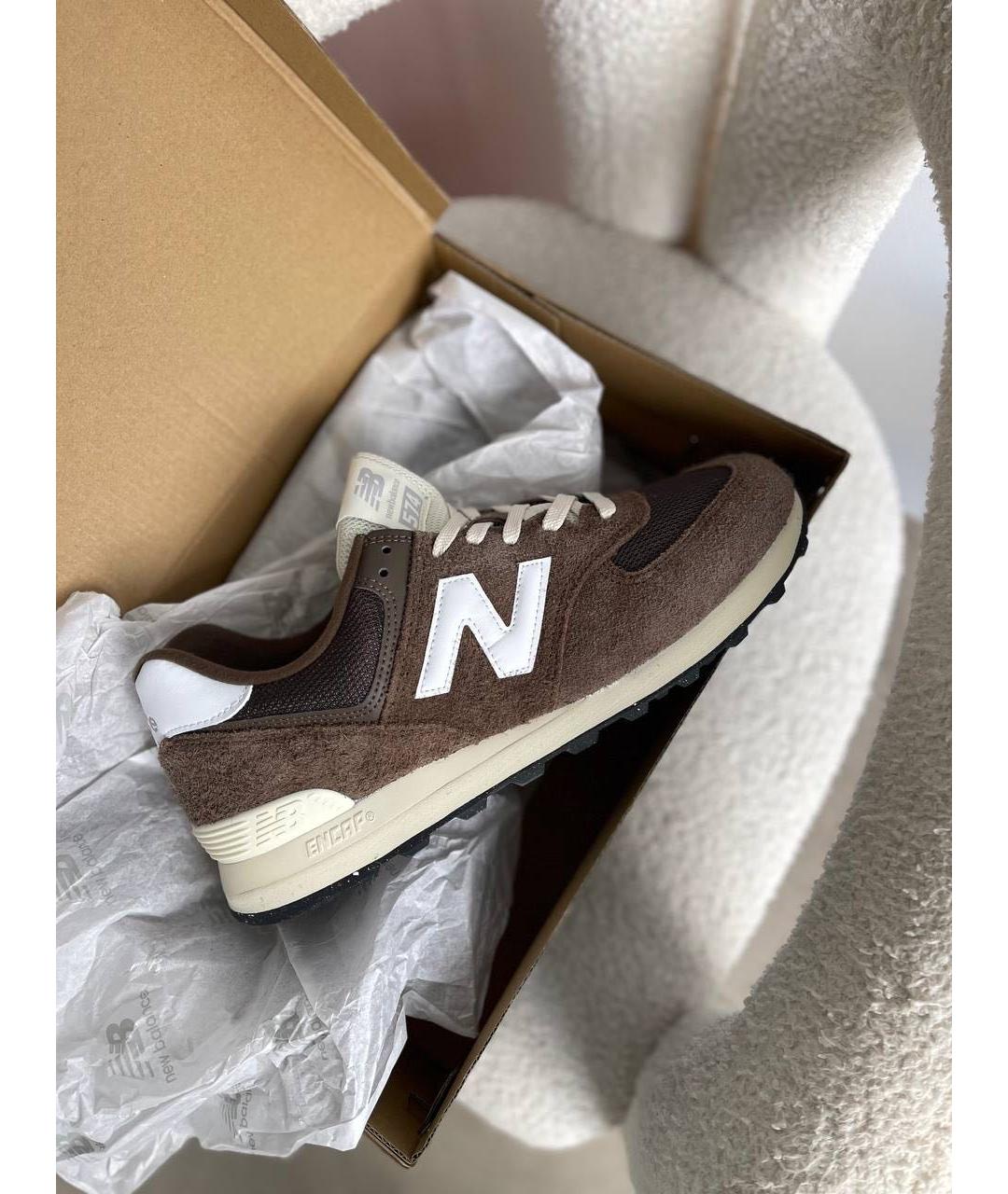 NEW BALANCE Коричневые замшевые низкие кроссовки / кеды, фото 2