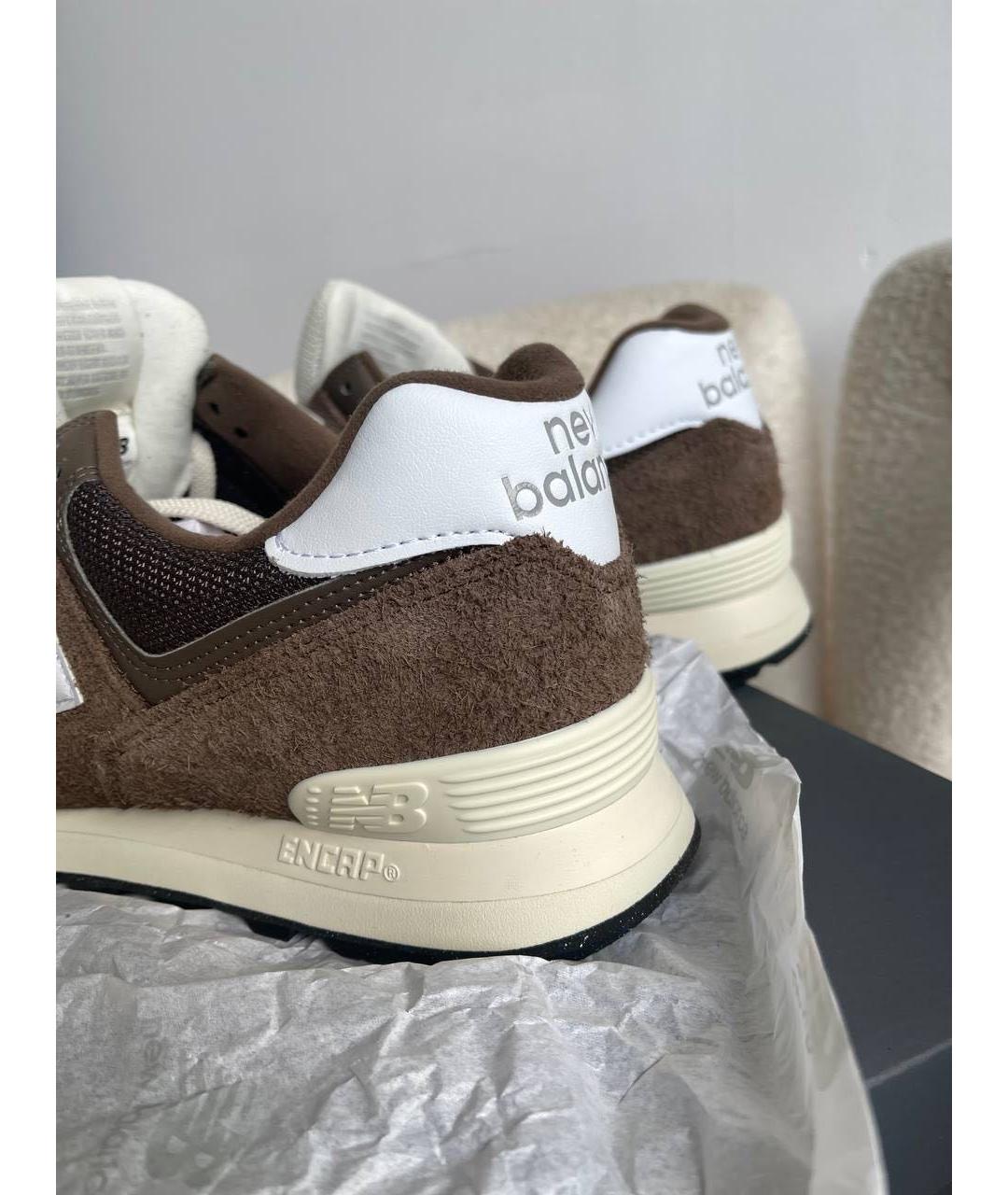 NEW BALANCE Коричневые замшевые низкие кроссовки / кеды, фото 5