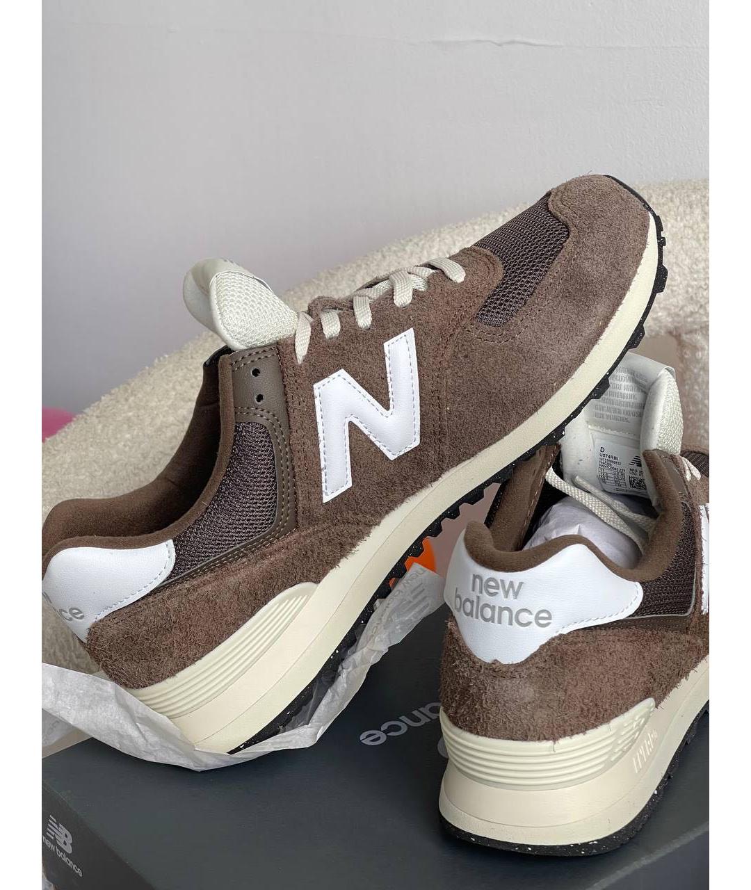 NEW BALANCE Коричневые замшевые низкие кроссовки / кеды, фото 7