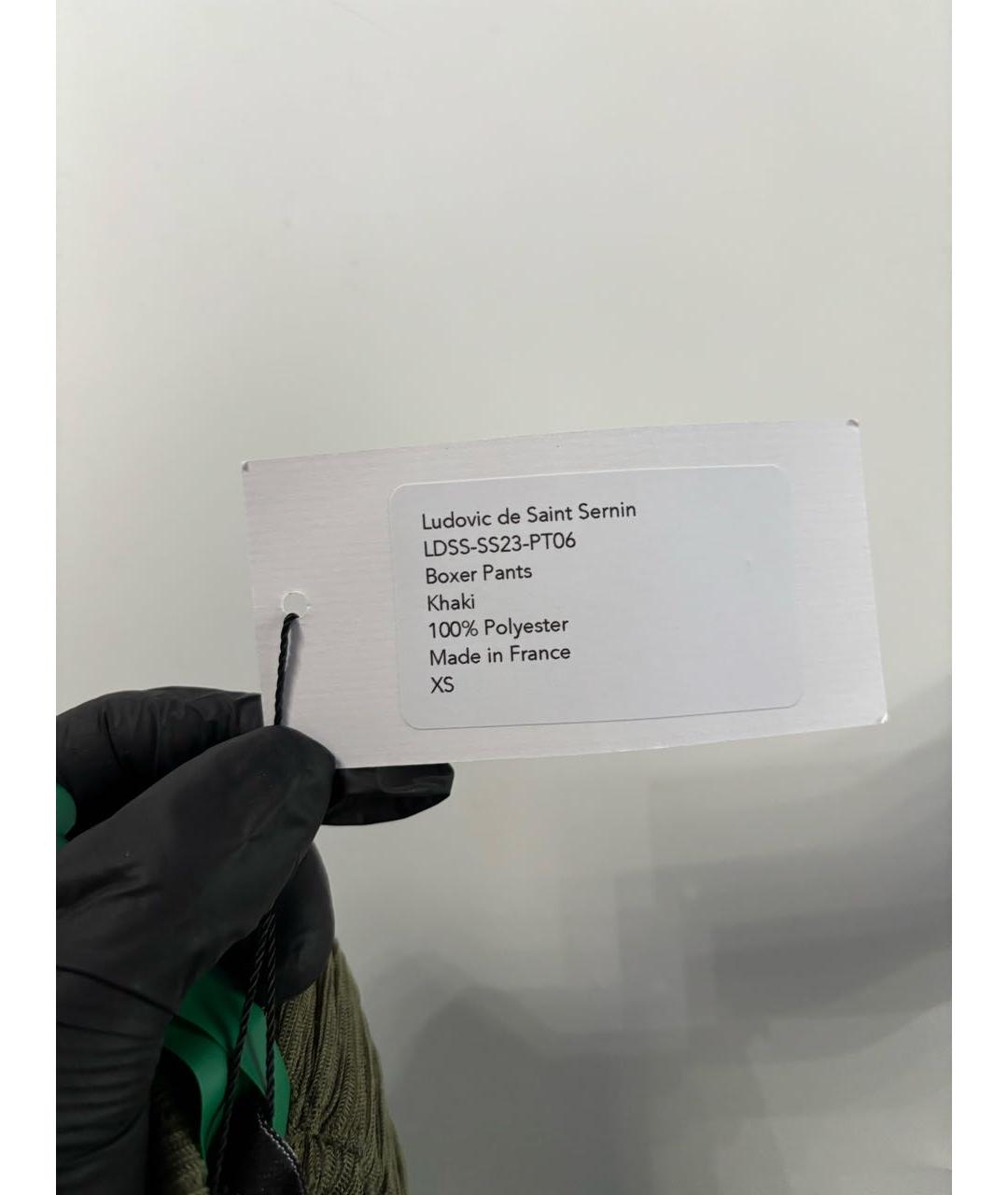 LUDOVIC DE SAINT SERNIN Хаки полиэстеровые брюки широкие, фото 4