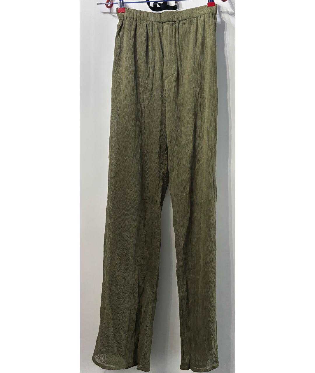 LUDOVIC DE SAINT SERNIN Хаки полиэстеровые брюки широкие, фото 5