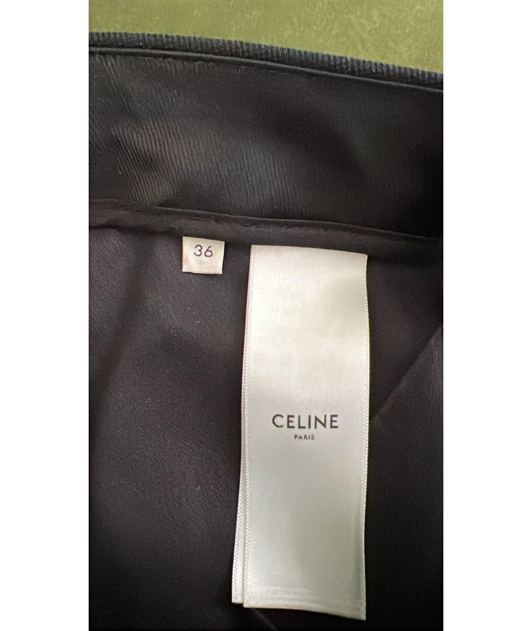 CELINE Черные шерстяные прямые брюки, фото 4