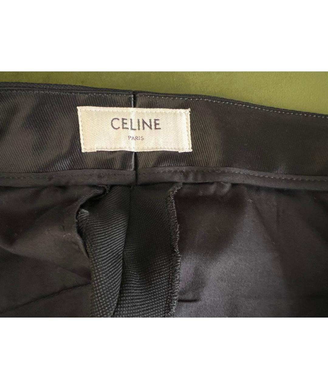 CELINE Черные шерстяные прямые брюки, фото 6