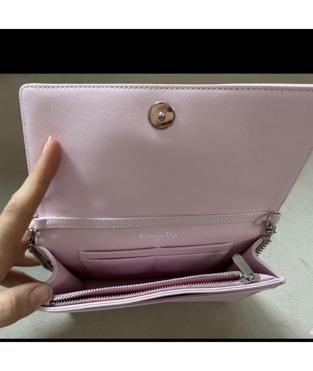 CHRISTIAN DIOR Розовая кожаная сумка через плечо, фото 3