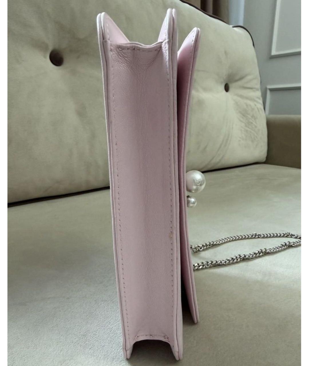 CHRISTIAN DIOR Розовая кожаная сумка через плечо, фото 4