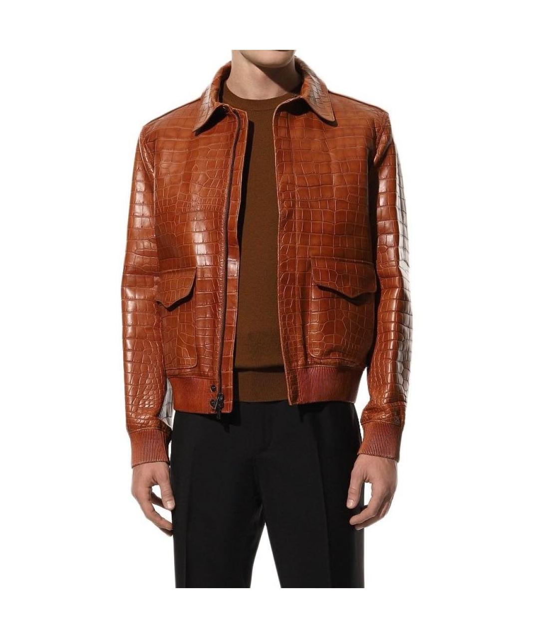 RALPH LAUREN COLLECTION Коричневая куртка из экзотической кожи, фото 3