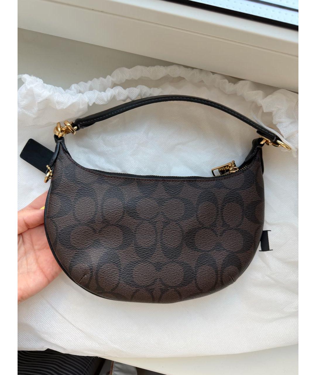 COACH Коричневая сумка с короткими ручками из искусственной кожи, фото 3