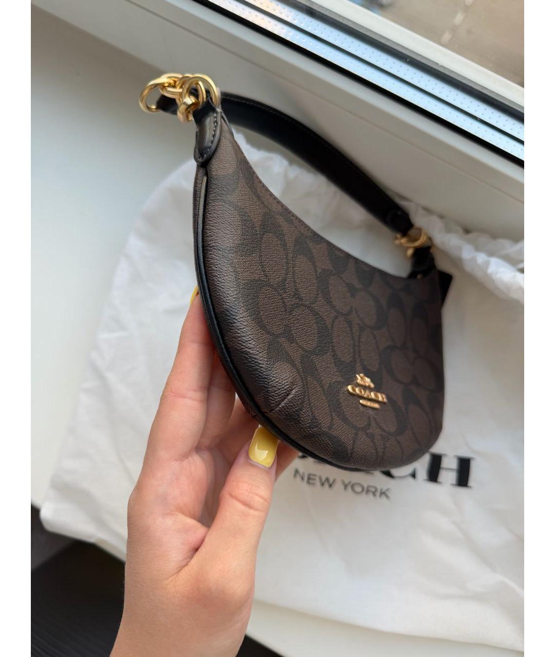 COACH Коричневая сумка с короткими ручками из искусственной кожи, фото 2