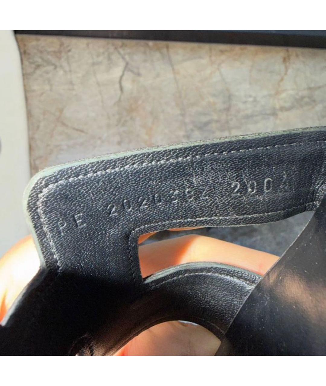 HERMES Антрацитовые кожаные босоножки, фото 5