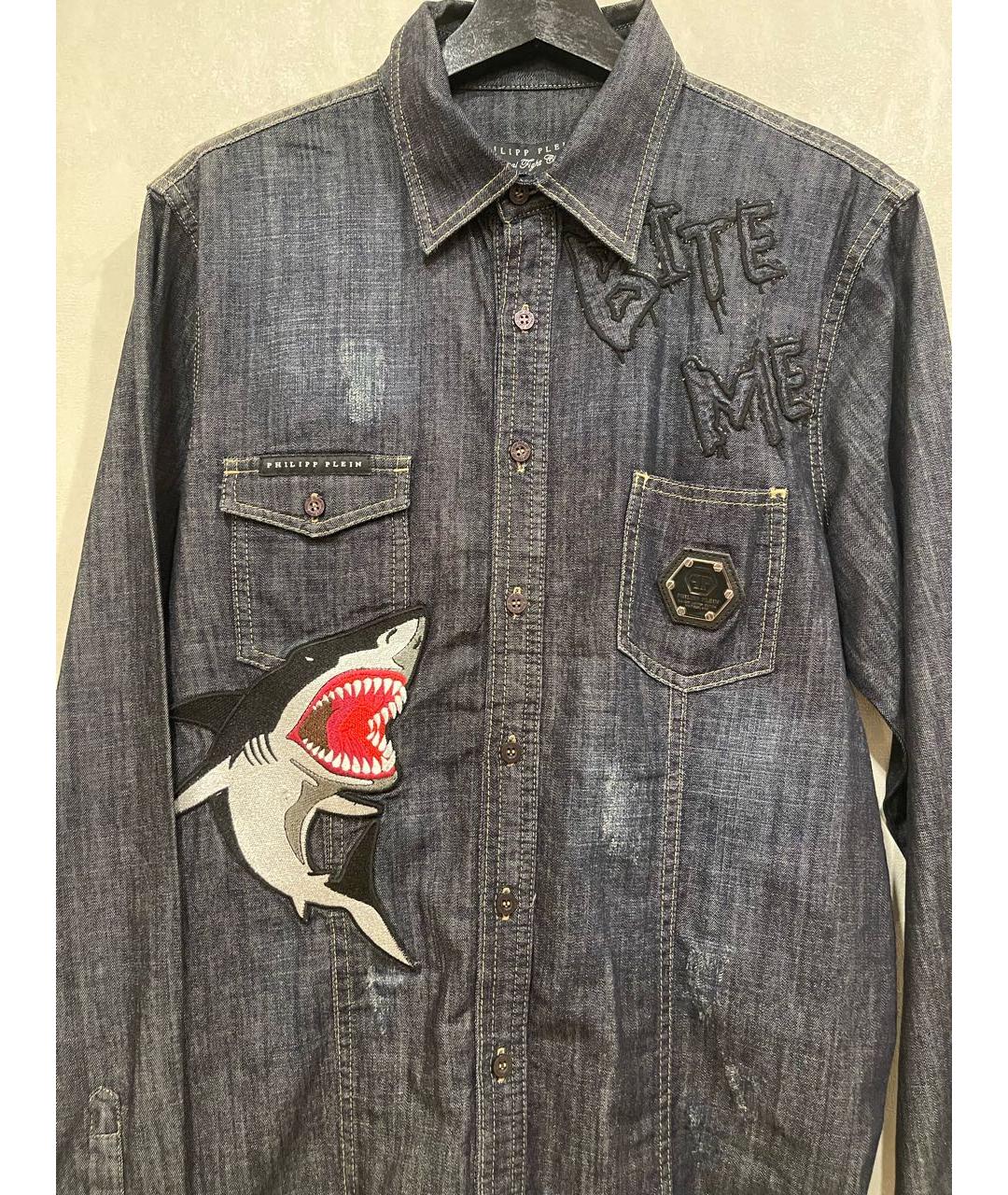 PHILIPP PLEIN Темно-синяя кэжуал рубашка, фото 5