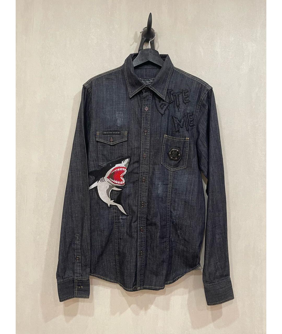 PHILIPP PLEIN Темно-синяя кэжуал рубашка, фото 8