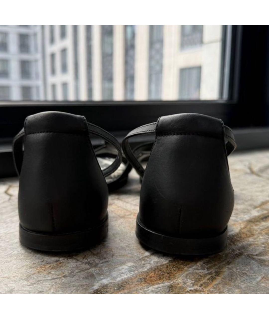 HERMES Черные кожаные босоножки, фото 4