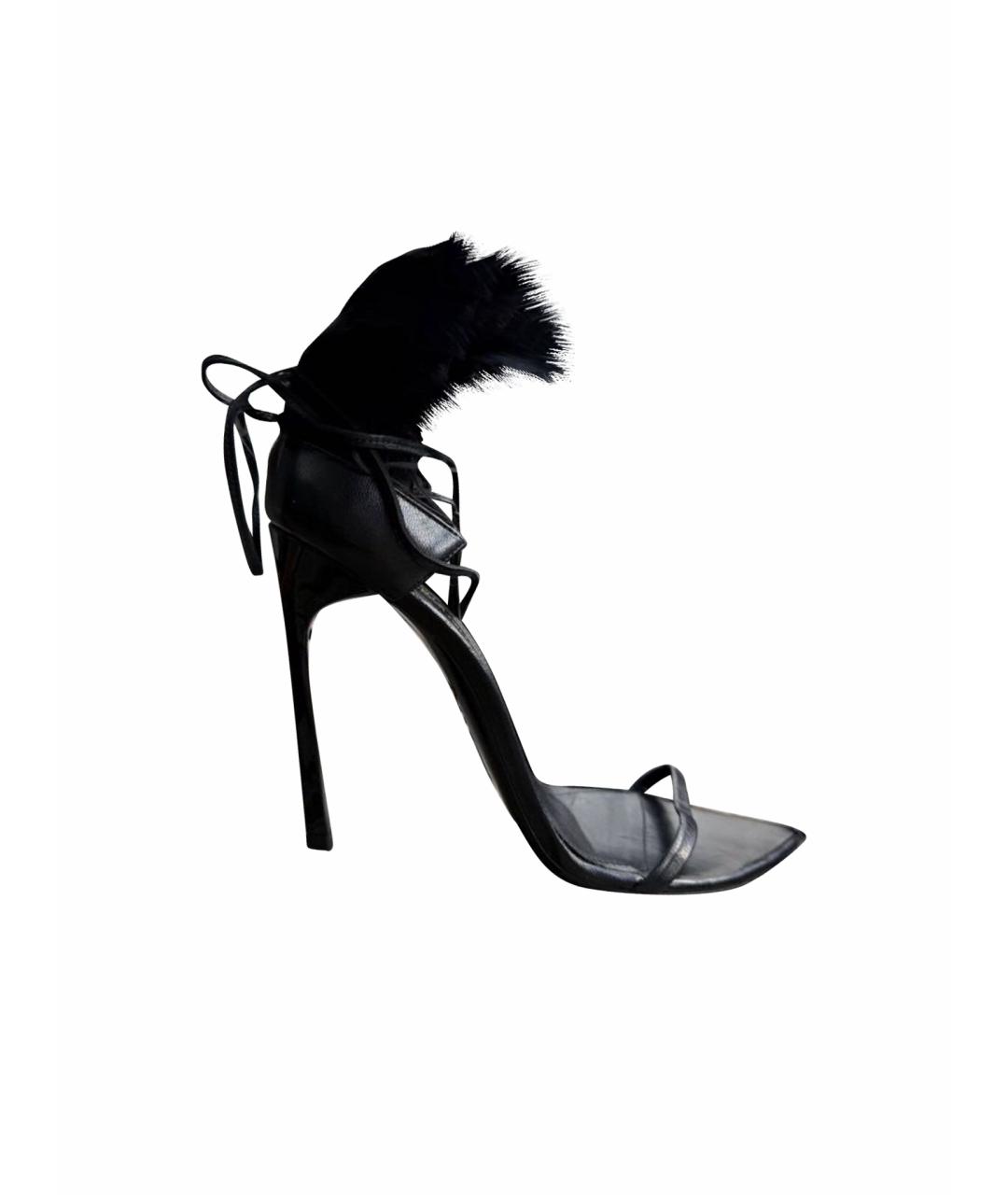 SAINT LAURENT Черные кожаные босоножки, фото 1