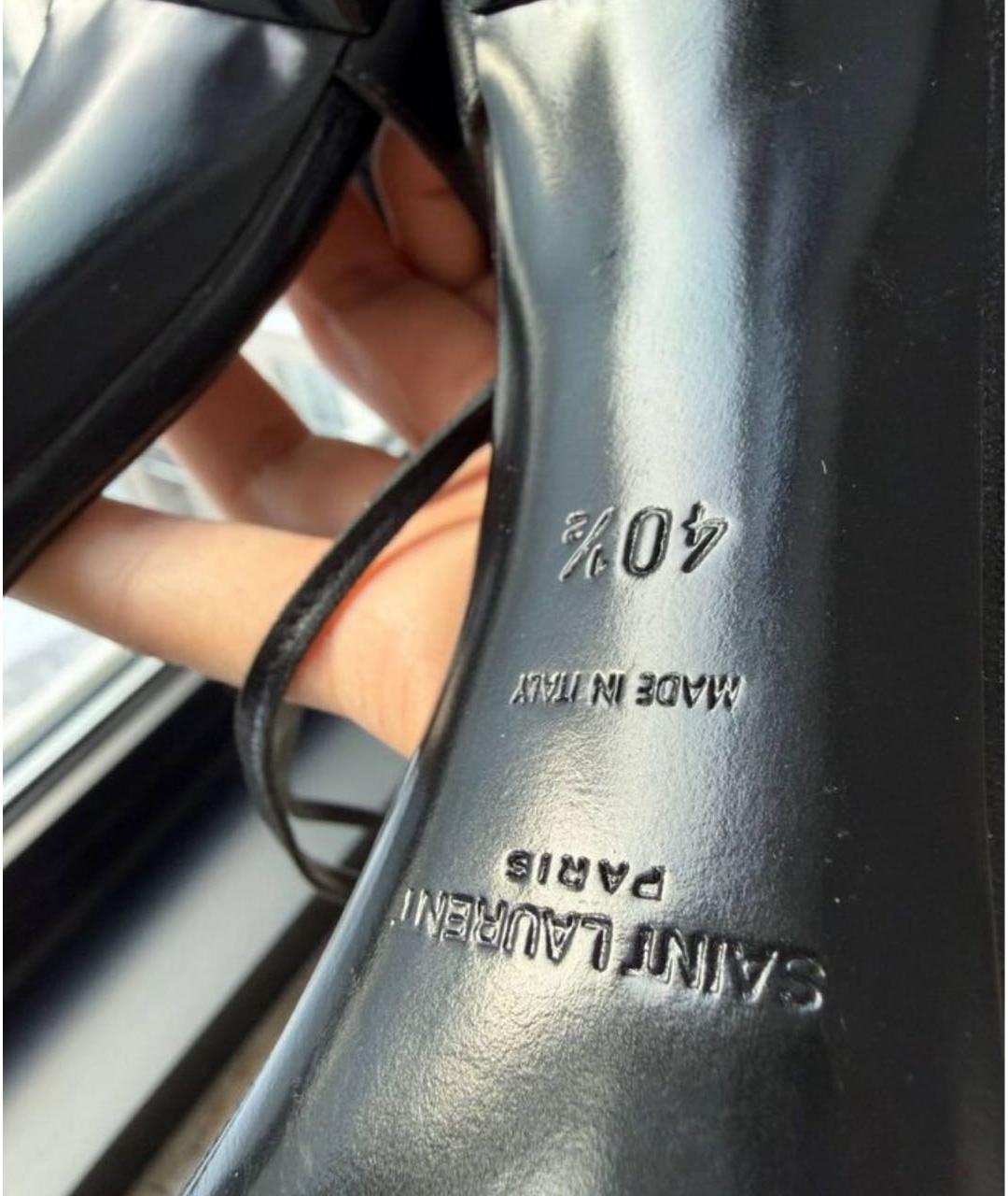 SAINT LAURENT Черные кожаные босоножки, фото 7