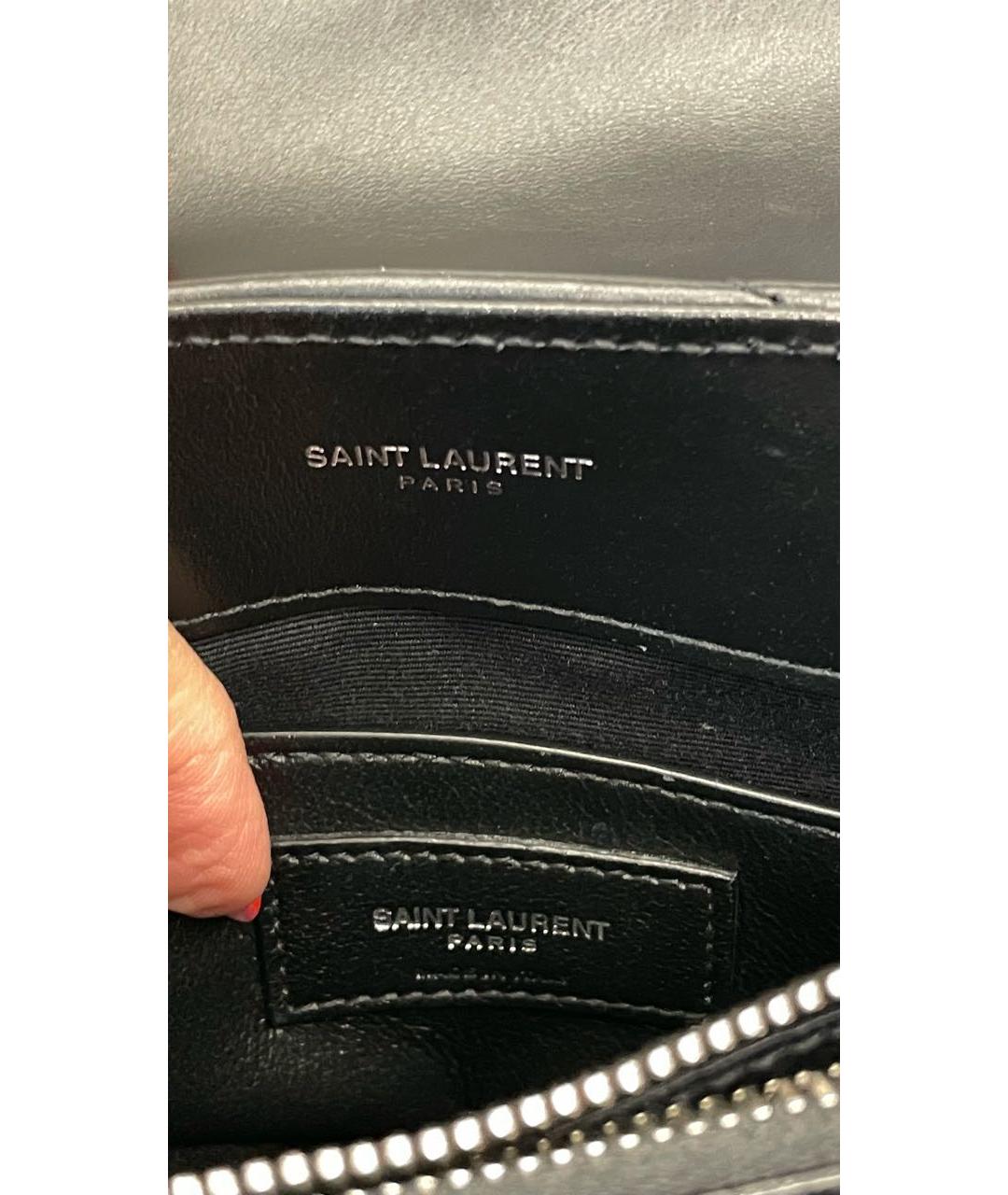 SAINT LAURENT Черная кожаная сумка через плечо, фото 6