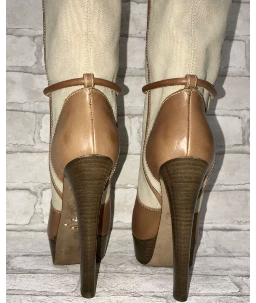 SERGIO ROSSI Бежевые кожаные сапоги, фото 6