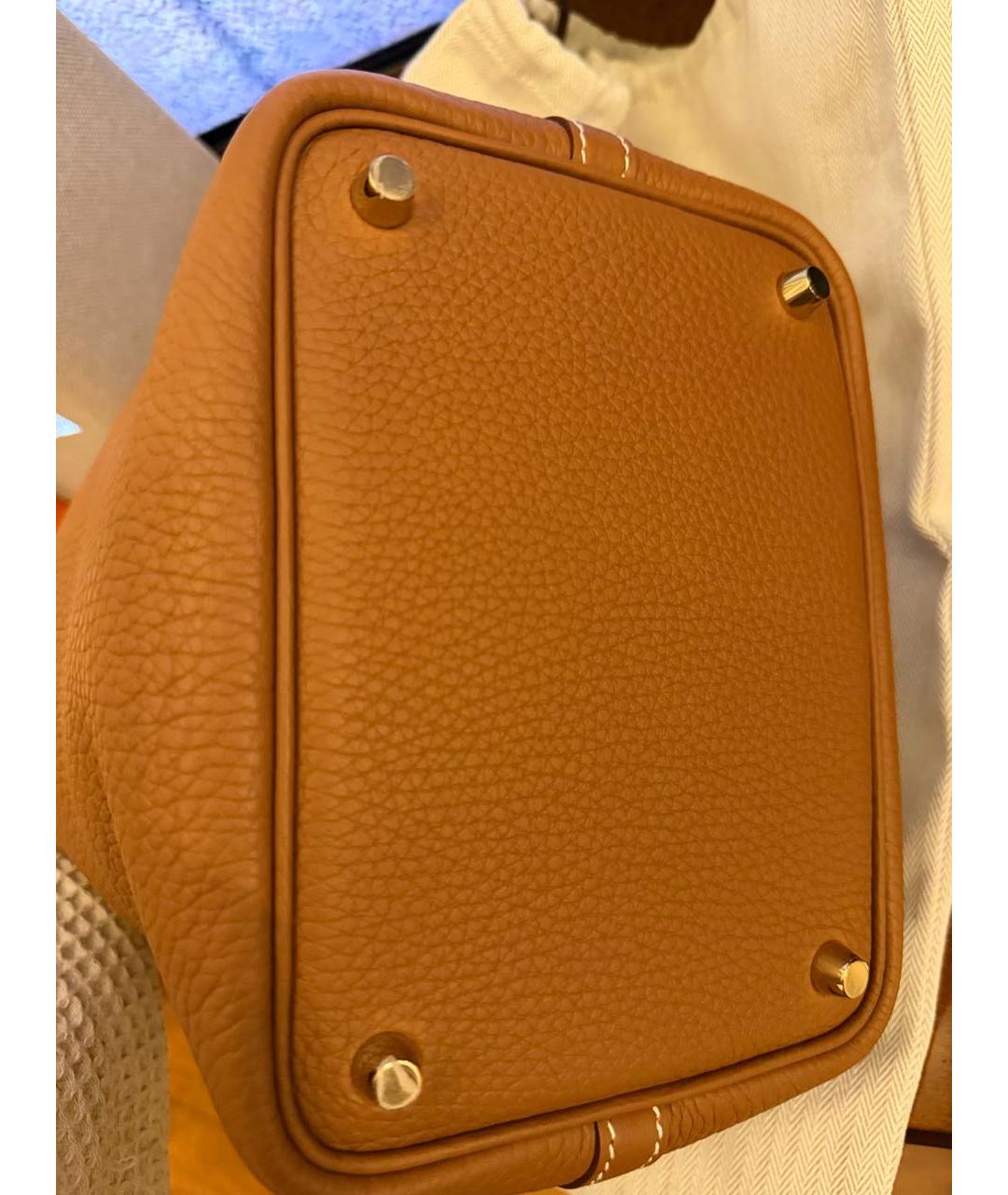 HERMES Коричневая кожаная сумка с короткими ручками, фото 4