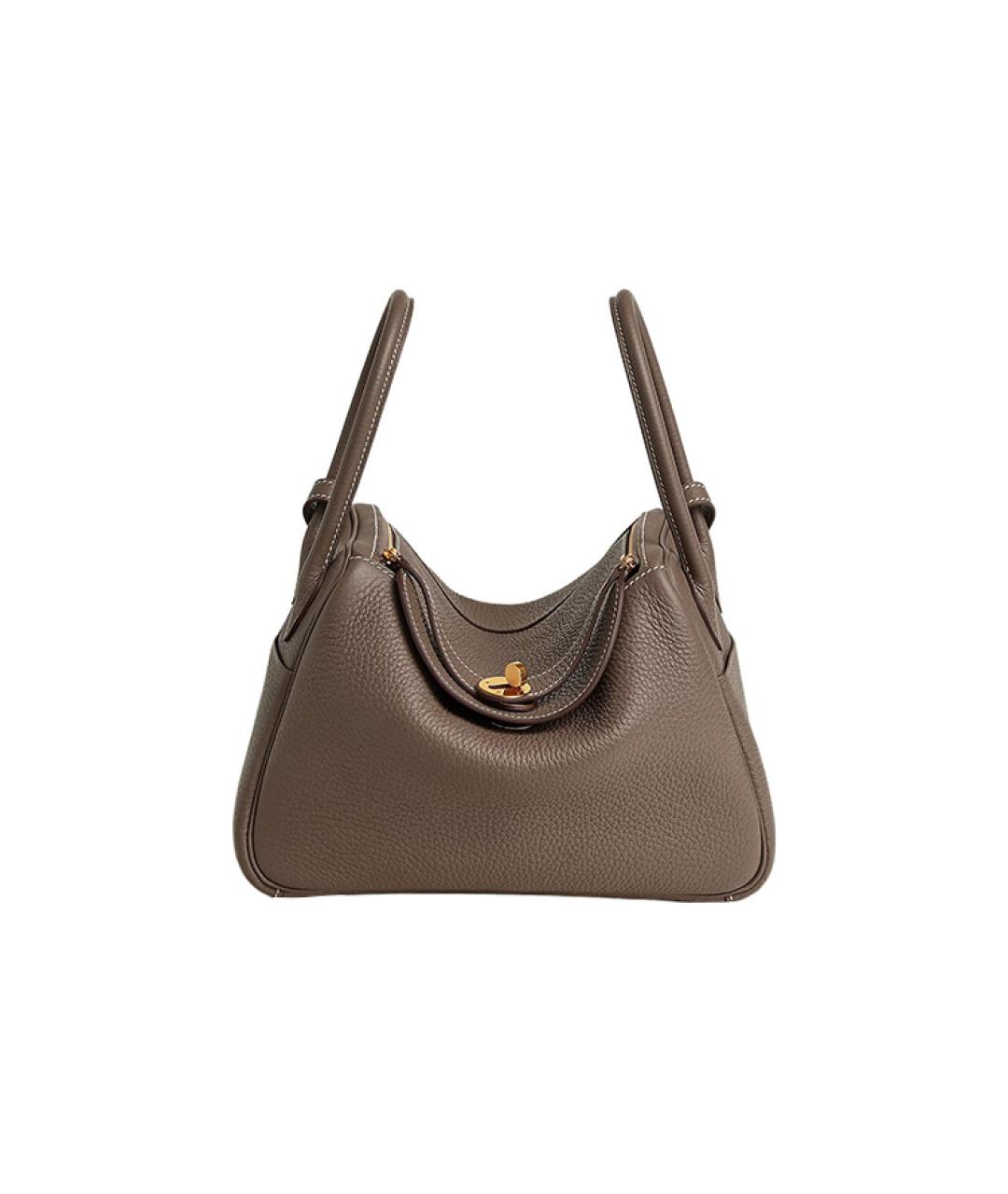 HERMES Серая кожаная сумка через плечо, фото 6