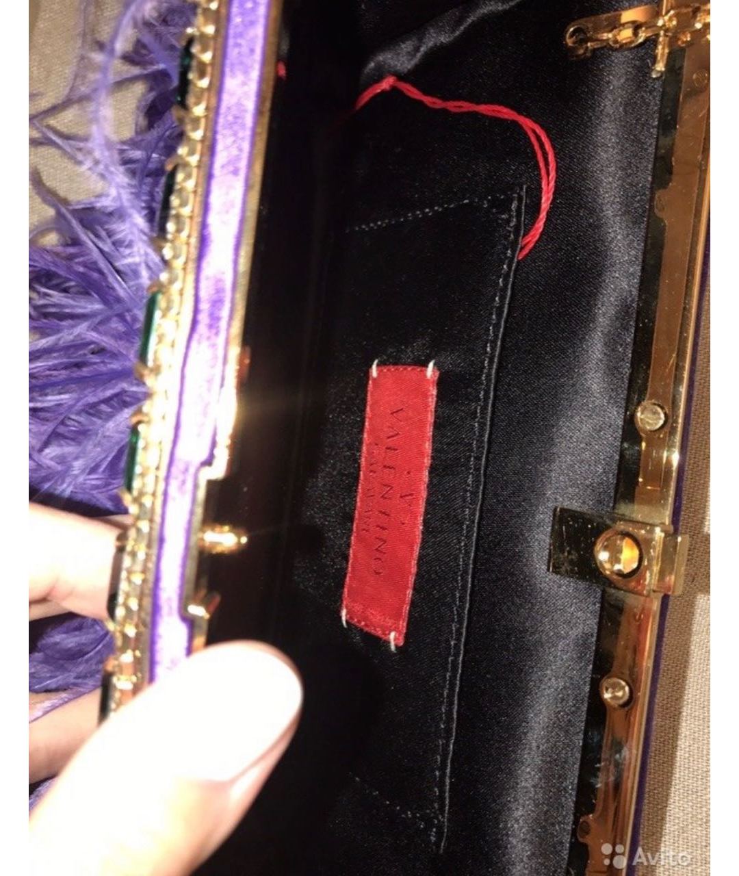 VALENTINO Фиолетовая шелковая сумка тоут, фото 3