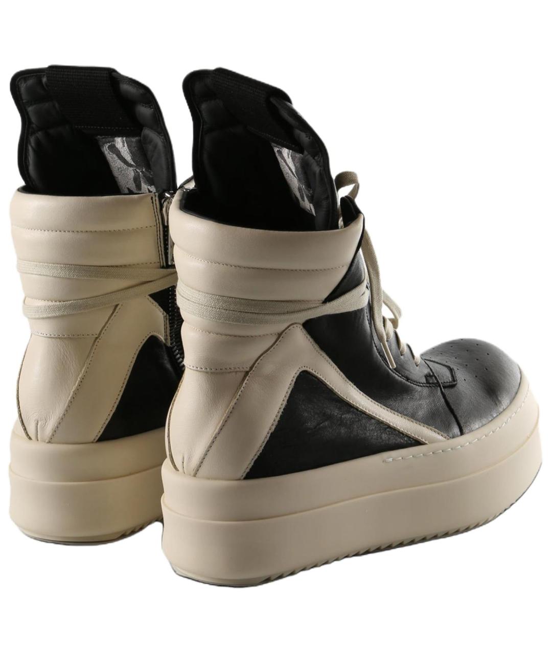 RICK OWENS Черные кожаные высокие кроссовки / кеды, фото 5
