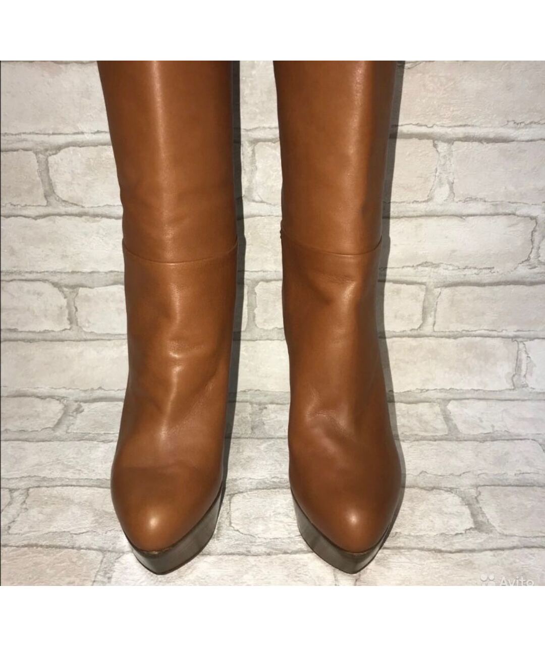 SERGIO ROSSI Коричневые кожаные сапоги, фото 7